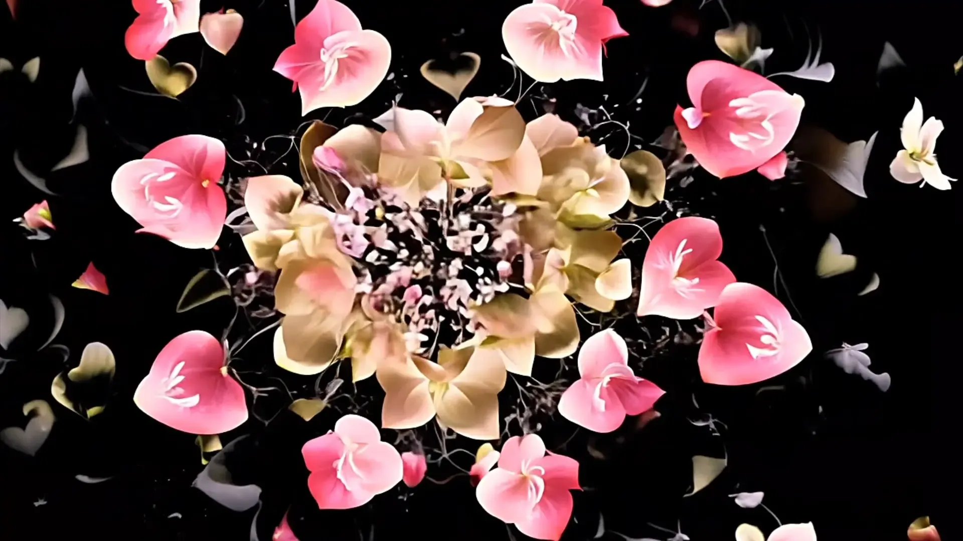 Romantic Flower Petals Overlay for Nature Logo Animation